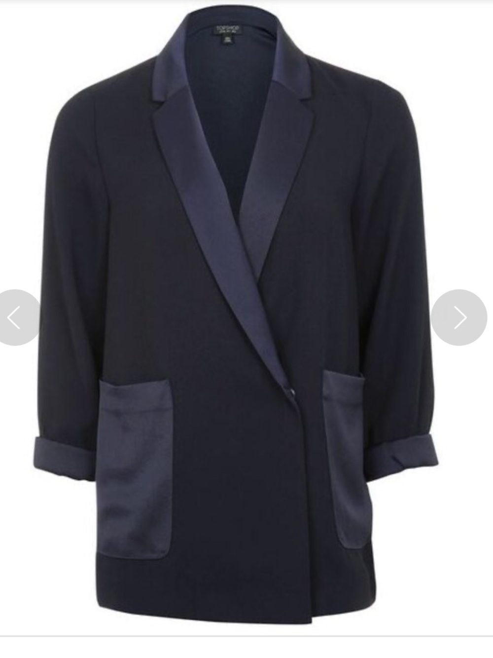 Topshop Navy Satin-Trim Blazer